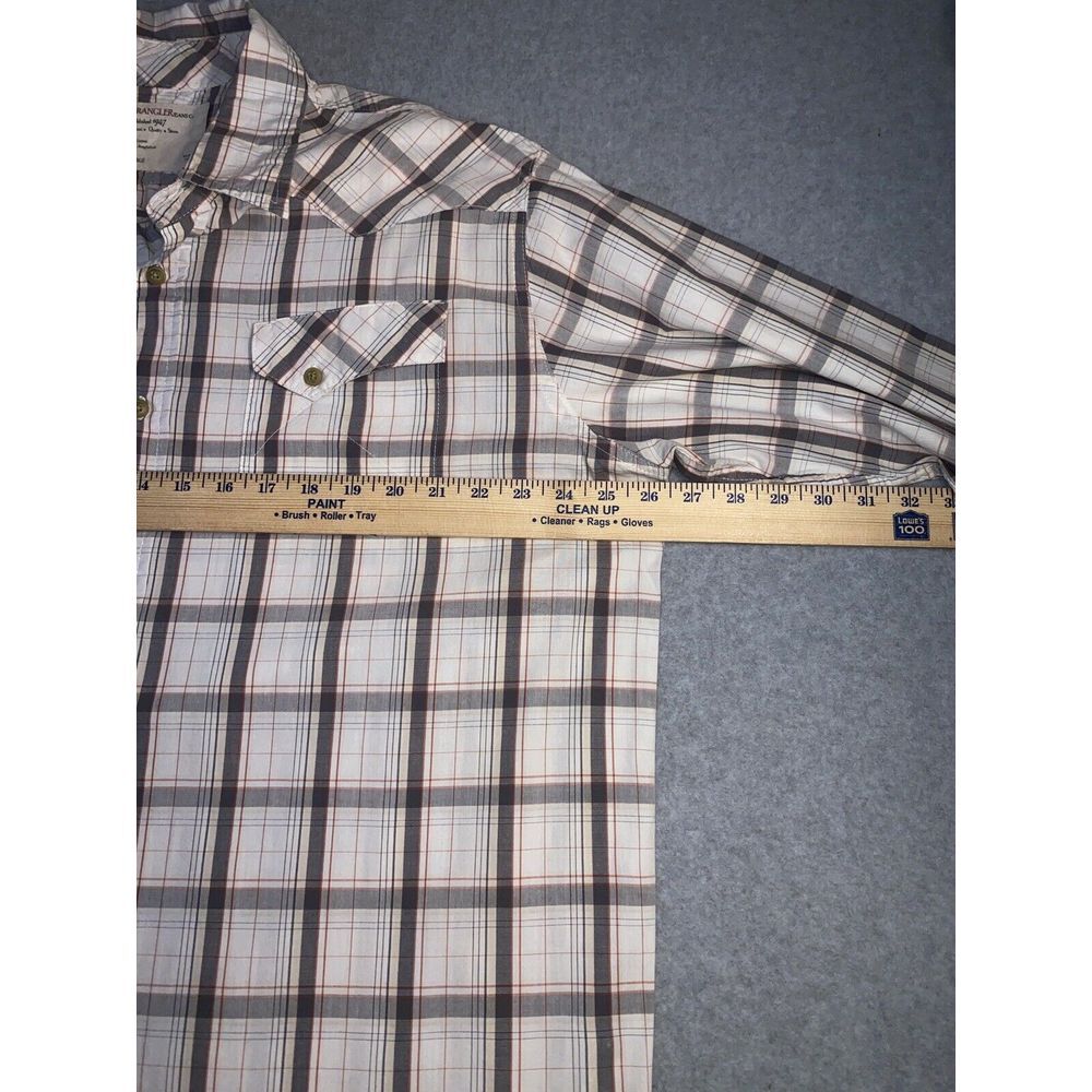 WRANGLER JEANS CO. MEN'S Plaid / Checkered LS Button Front‎ Shirt  SIZE XL - Picture 6 of 8